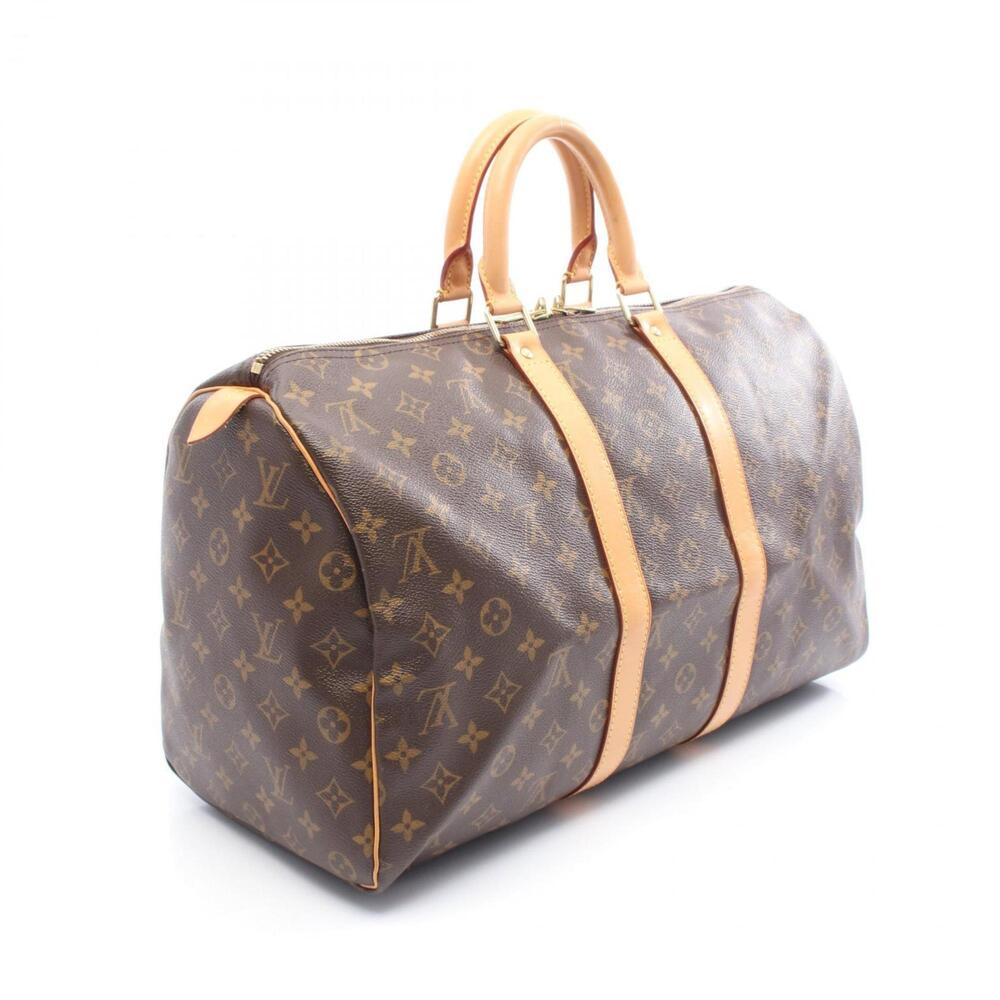 LOUIS VUITTON Authentic Brown Monogram Leather Keepall 45 Boston Bag - Picture 2 of 8